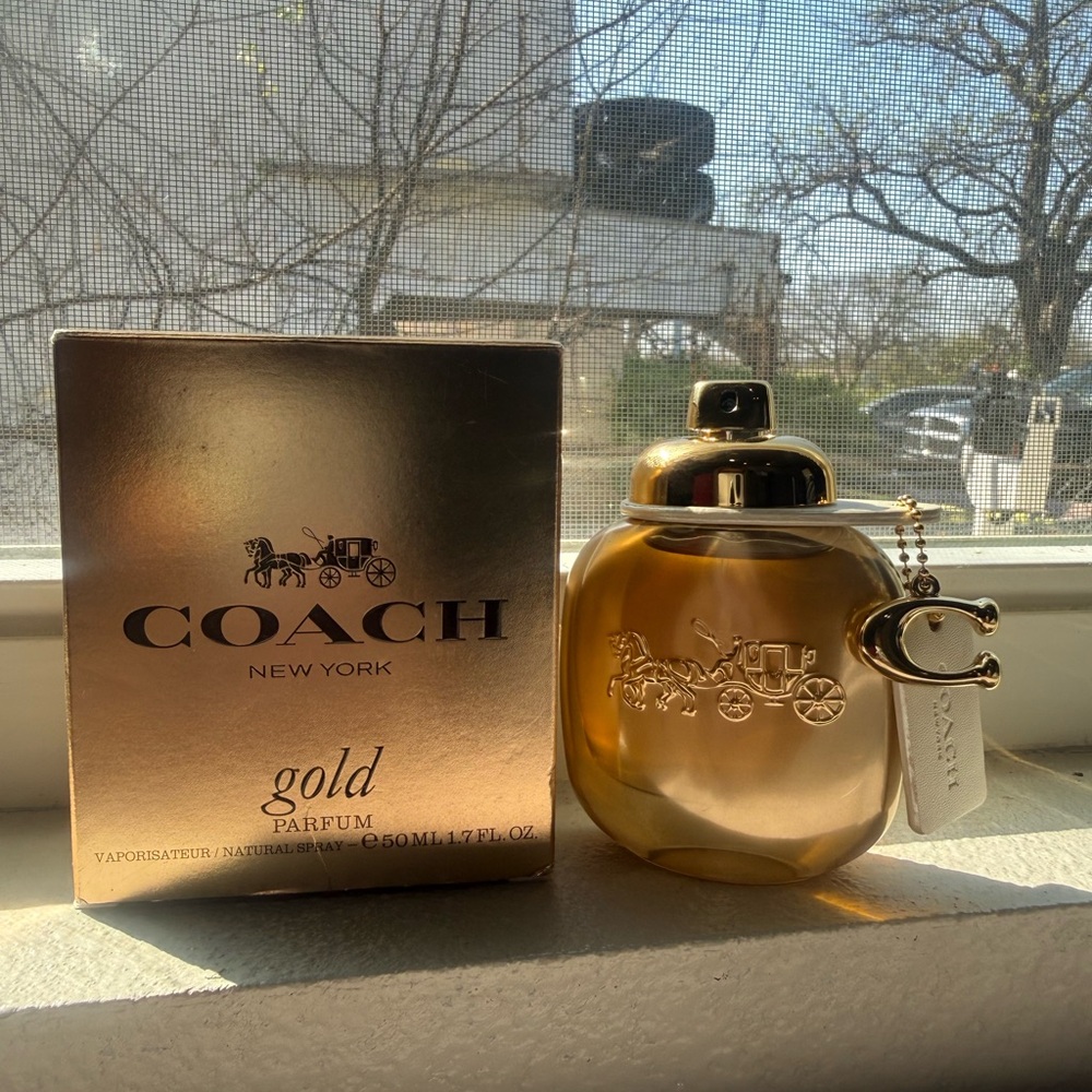 Coach Gold-tone Perfume Bottle with Logo Charm